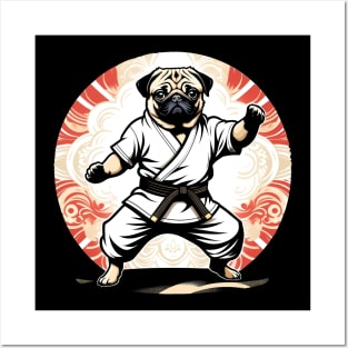 Pug doing Martial Arts Posters and Art